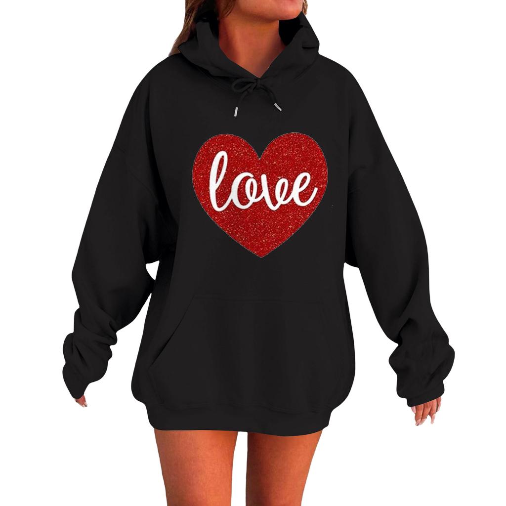 Women's Loose Comfortable Casual Fashionable Love Printed Long Sleeved Sweatshirt