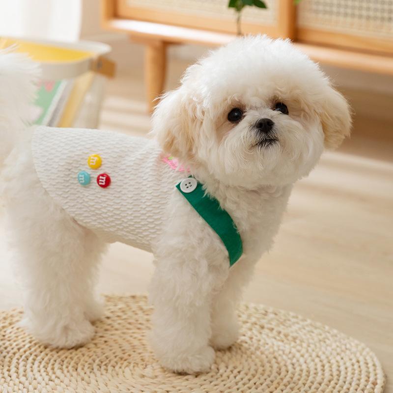 Spring and summer teddy bear puppy dog clothes cartoon fruit traction sling medium and small dog dog vest manufacturer