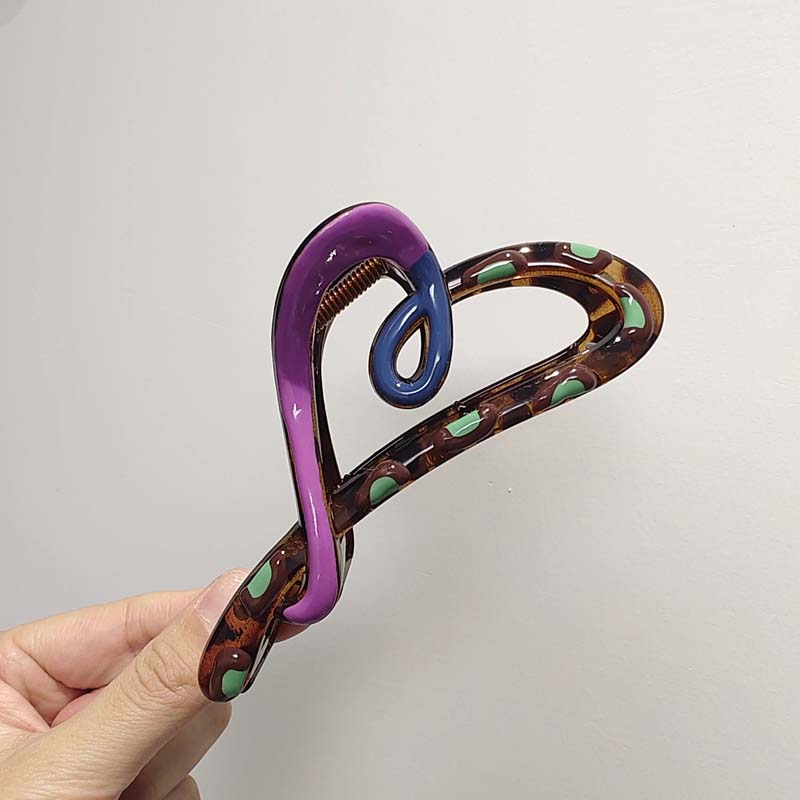 Korean Dripping Glazed Love Heart Hair Claw For Women  New Large Ponytail Holder Plastic Crab Hair Clamp Hair Accessories
