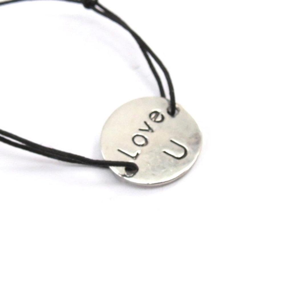 Les Trésors De Lily [J7563] - Fancy Bracelet 'Love U' Black Silver