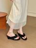 Retro Cow-toned Suede Round Head Toe with Wedge Heel Sandals Female Summer Plus Soft Foreign Versatile Flip-flops