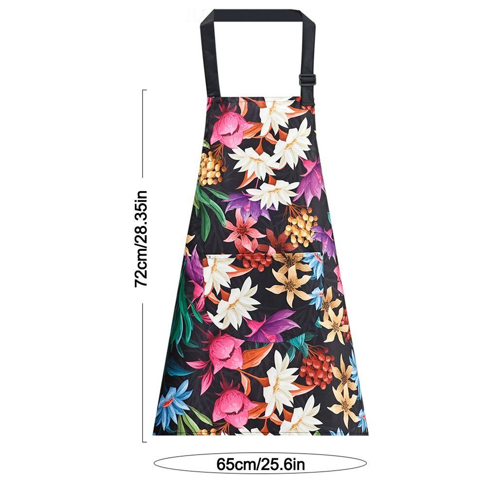 Flower Print Kitchen Apron Waterproof Anti-fouling Cooking Baking Bibs Sleeveless Breathable Catering Work Clothes for Women