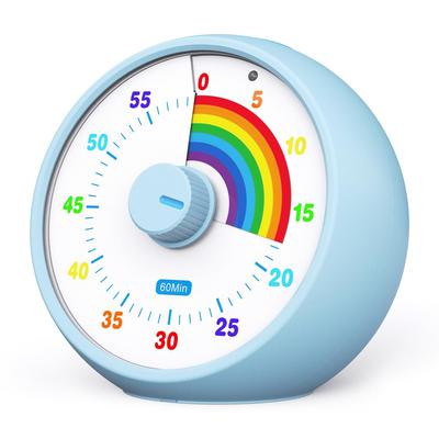 60 Minute Visual Timer for Countdown Timer for Classroom Desk Timer for Rainbow Pattern Kids Time Manager Tool Kids, & Kitchen, Study, (Blue)