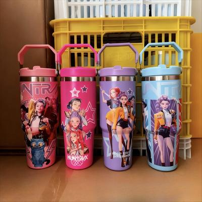 Witch Hunter Group Thermos Cup New Cartoon Straw Cup Stainless Steel Ice Cup High Value Handle Cup