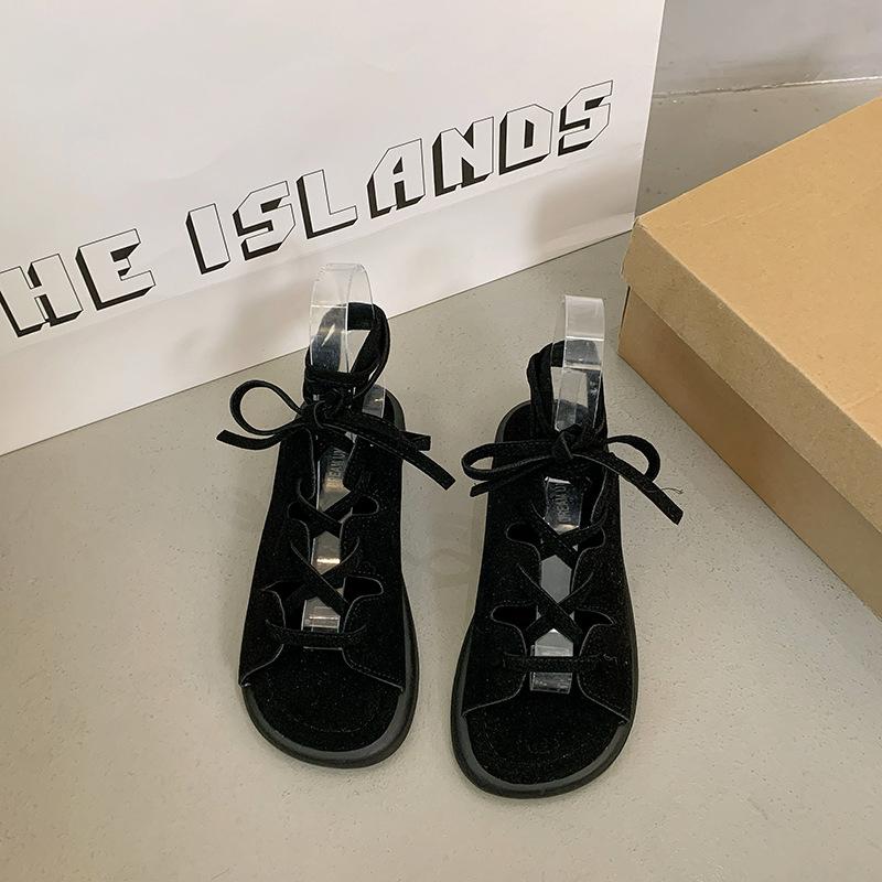 

2025 summer new round head anklet strap sandals comfortable beach shoes foreign trade large size platform sandals women 35