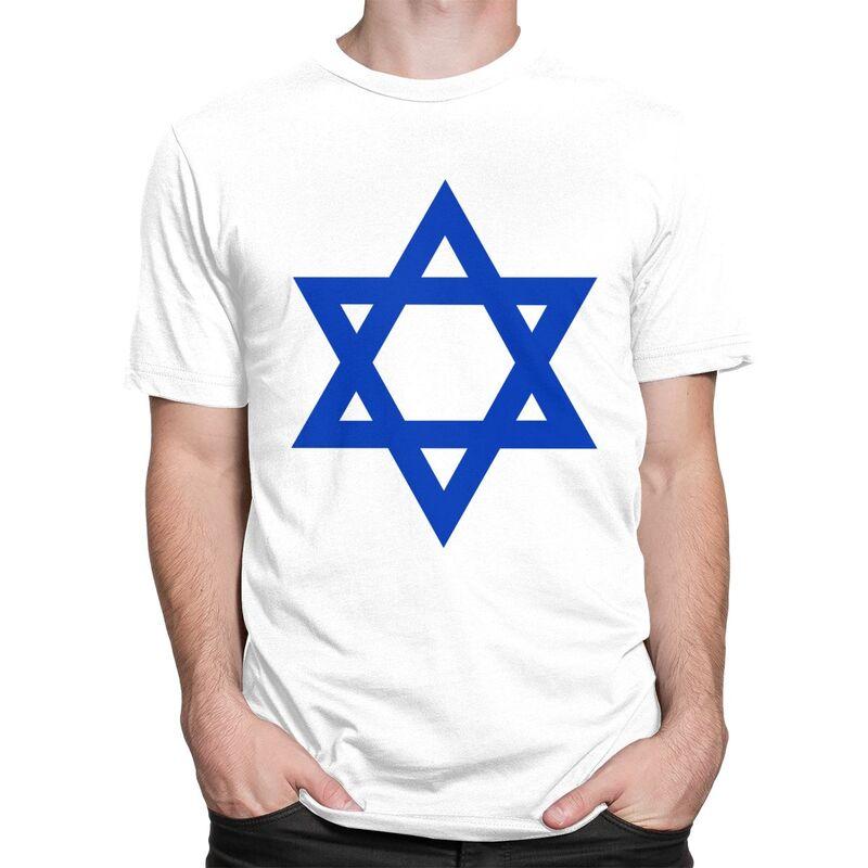 Individuelles Cooles Davidstern Israel Flagge T-Shirt Herren Kurzarm Reines Baumwoll-T-Shirt Israelischer Stolz Tee Oberteile Streetwear T-Shirt