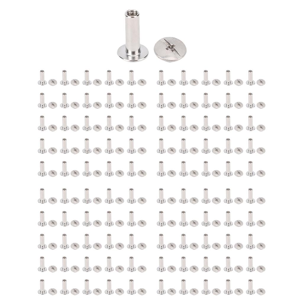 100 Pairs Rivets Screws Kit M3 Stainless Steel Flat Round Fence Cleat Nuts for Leather