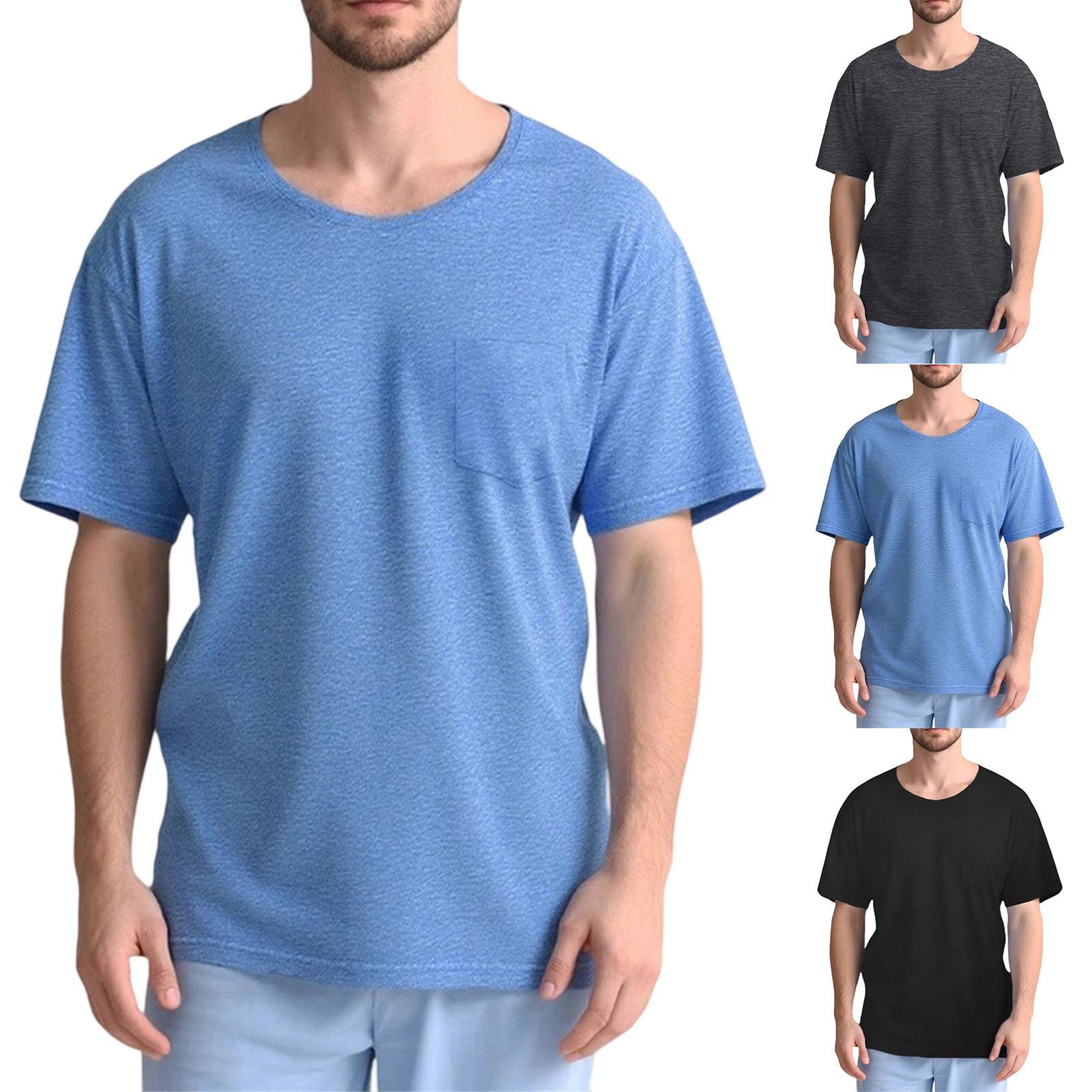 

Men S Shoulder Recovery Shirt With Side Button Short Sleeved Top XL
