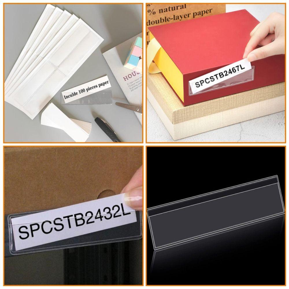 20pcs Clear Tag Pockets Plastic Index Card Pockets Label Bag Label Holders  Storage Organize