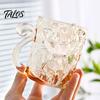 Cartoon-Katze Trinkglasbecher, Isolierter Glas-Kaffeebecher, mit Katzen-Schwanz-Griff-Design, Transparenter Becher für Heiße Kalte Getränke