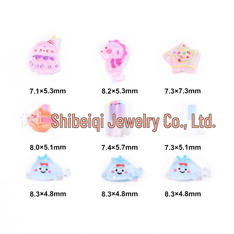 Influencer Style Ocean Creature Nail & Phone Art Accessories - Wear-On Nails, Earrings, and Decorations