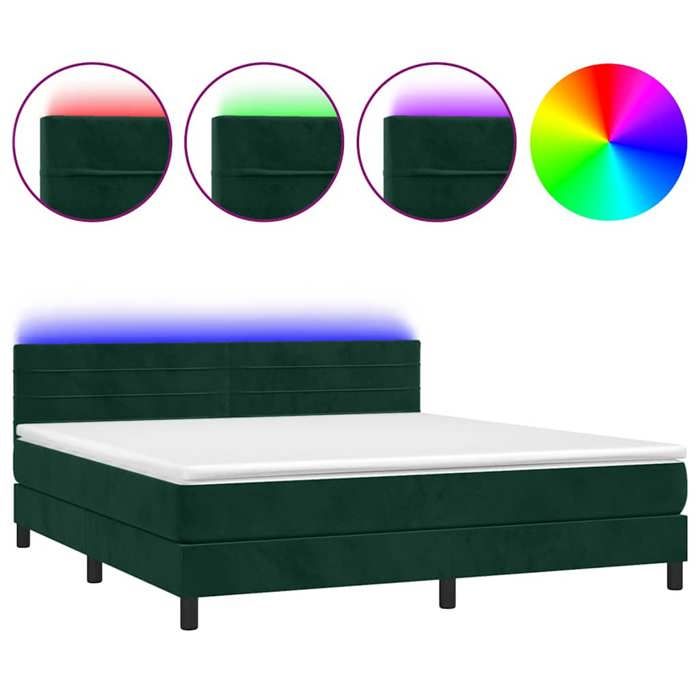 Maison Exclusive - Sommier à lattes de lit avec matelas LED Vert foncé 160x200 cm