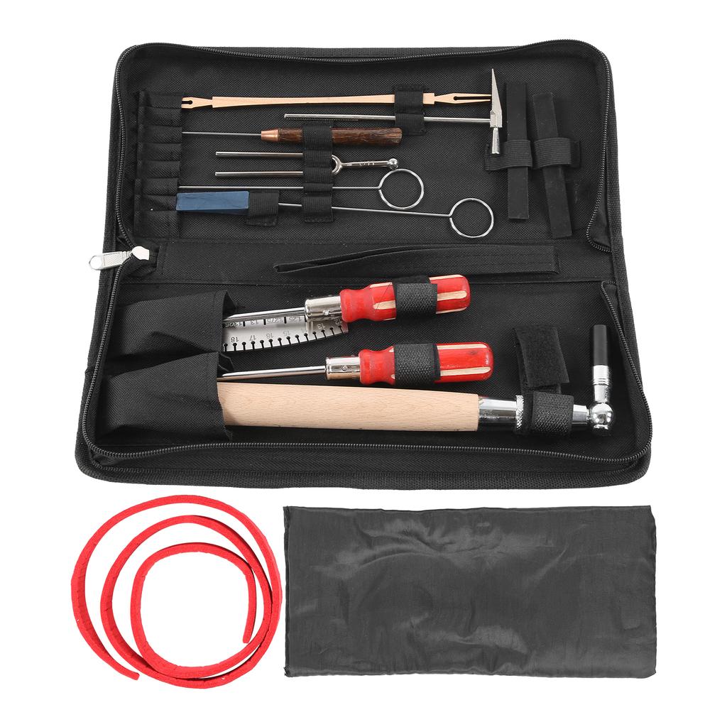 Piano Tuning Tool Hammer Measuring Ruler Stop Belt Screwdriver Soundproof Fork Storage Bag