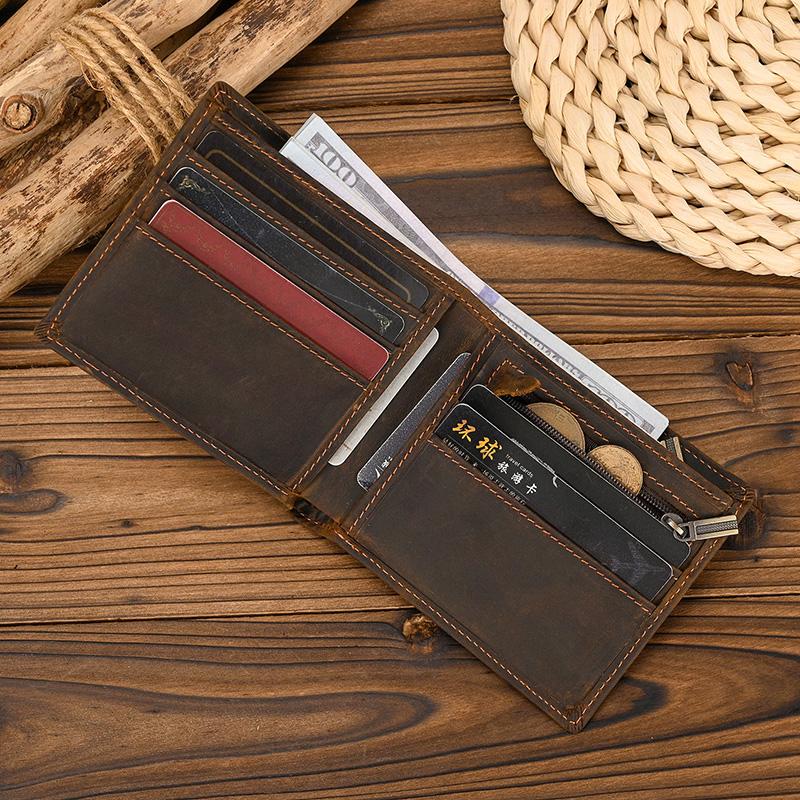 Hot Sale Bifold Leather Wallet Luxury Style Fashion Wallet For Men Leather Original Cowskin Short Purse 2 Folds Slim Purse Coins
