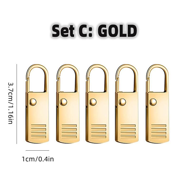 5Pcs Universal Metal Zipper Head Puller DIY Sewing Spring Lock Zipper Sliders Replacement Instant Repair for Clothing Bags Shoes