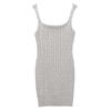 Korean Square Neck Spaghetti Strap Knit Dress - Waist-Cinched, Tight-Fitting, Hip-Hugging