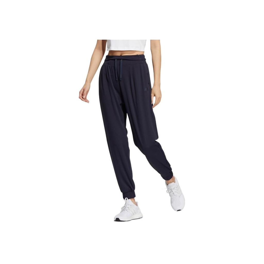 Adidas SS22 Solid Color Loose Fit Drawstring Sports Pants Women Pants Legendary-Ink-Blue HR2591