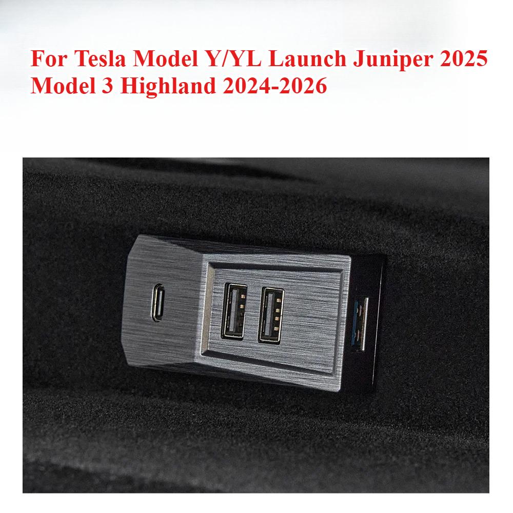 Custom Fit Easy Install Glovebox USB Hub For Tesla Model YL Y Juniper Launch Model 3 Highland Type-C Splitter Docking Station