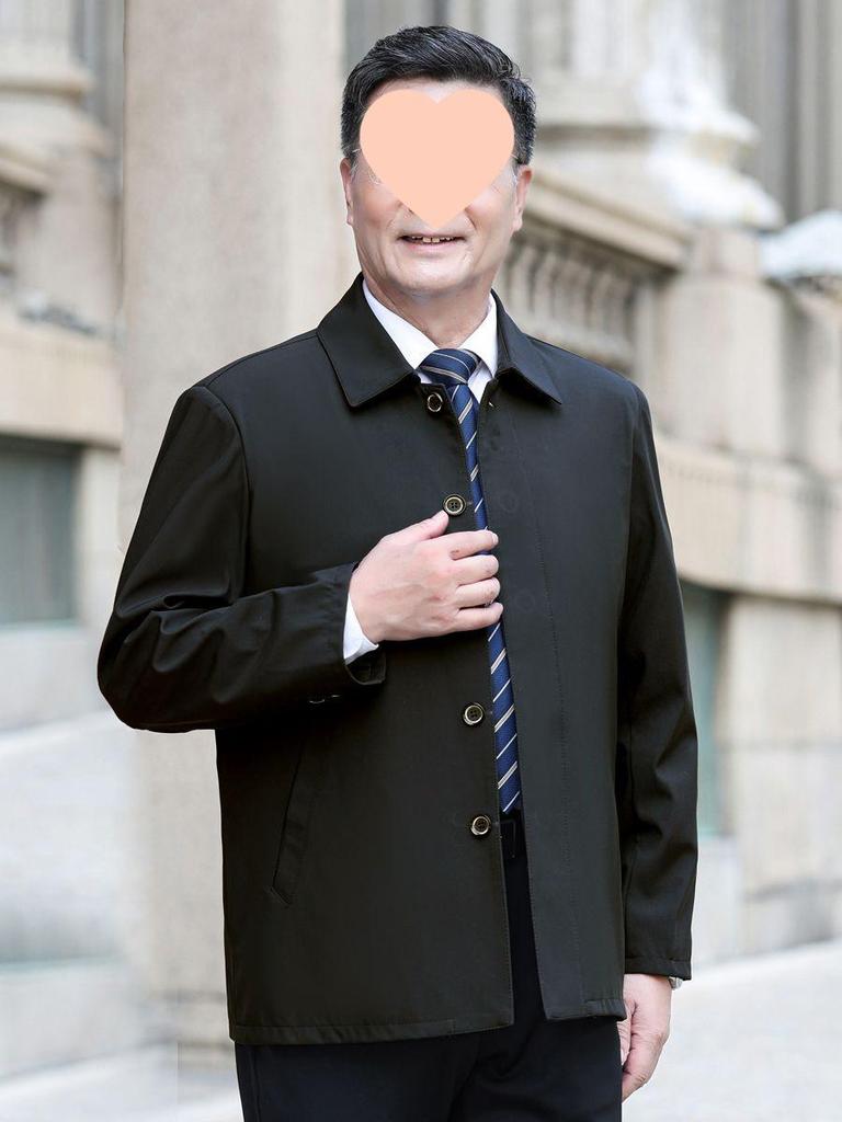 Herren Leichte Freizeitjacke - Frühling/Herbst Stil, Umlegekragen, Knopfverschluss, Lockere Passform für Mittelalte und Ältere.