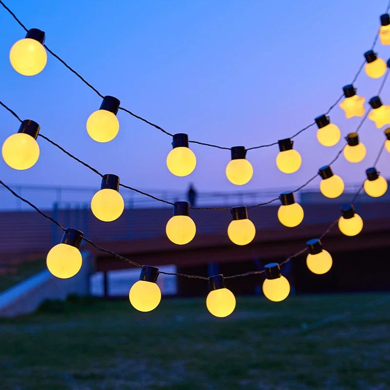 Solar Waterproof LED Heart & Star String Lights for Outdoor Camping & Tent Decoration