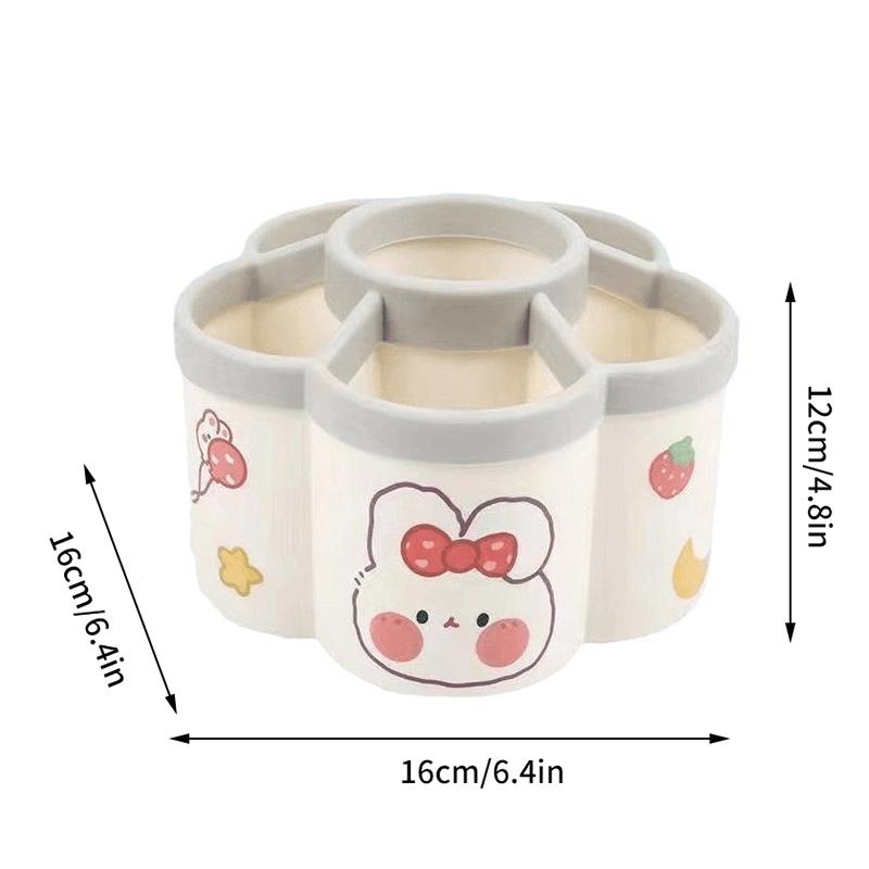 360° Rotating Pen Holder Large Capacity Cute Pencil Storage Box Desktop Organizer School Office Stationery