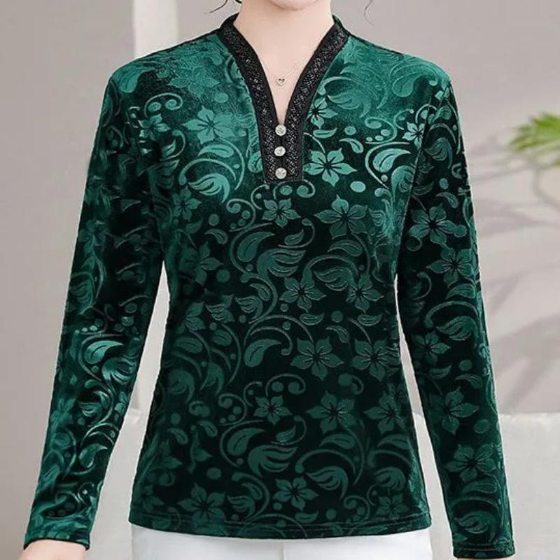 Western-style Mother's Bottoming Shirt Spring and Autumn New Middle-aged and Long-sleeved High-end Tops T-shirts