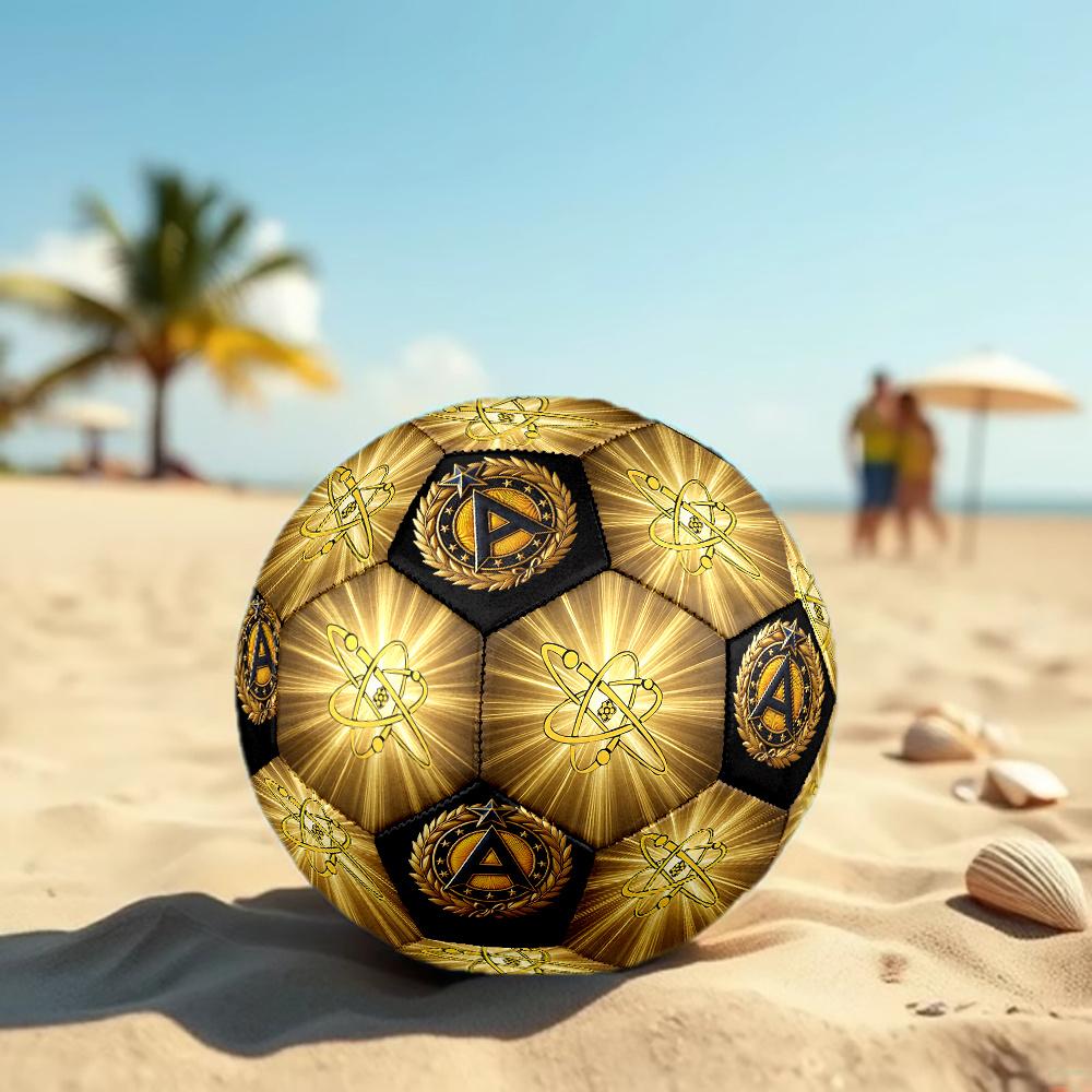 1PC Nuclear Energy Symbol Achievement Soccer Ball Size 5 Football Machine Sewn Indoor/Outdoor Universal Football Surprise Collection n78