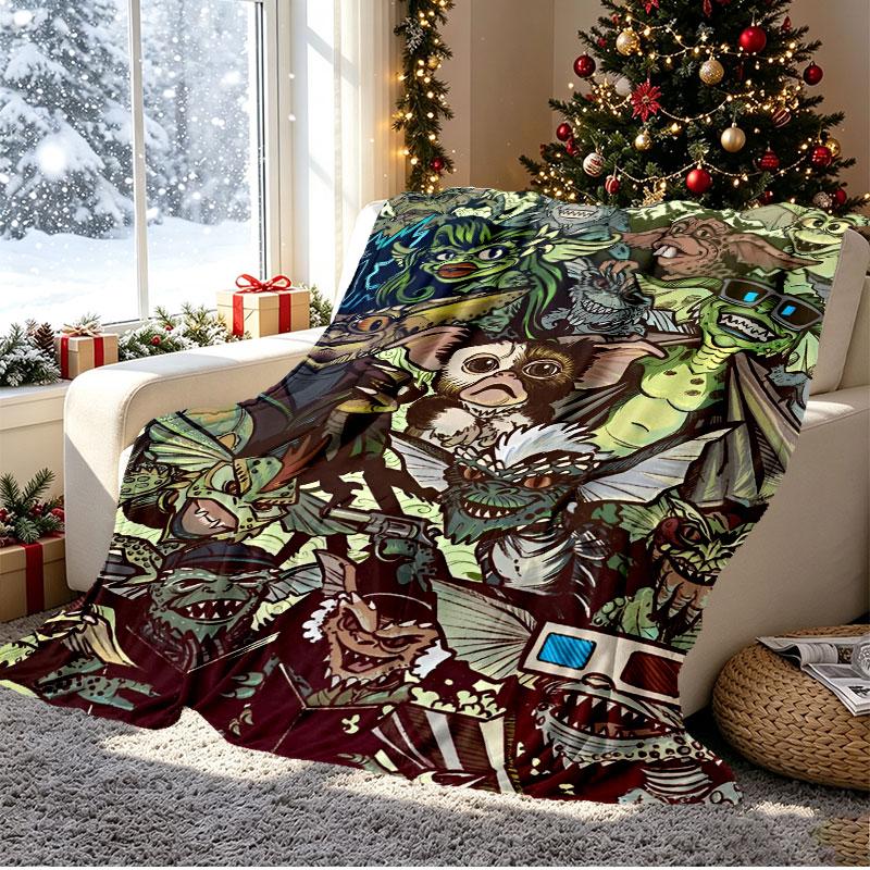 Gizmo (Gremlins) Pattern Blanket for Home Decoration, Bed, Sofa, Car Travel, Camping, Suitable for All Seasons, Birthday Christmas Gift