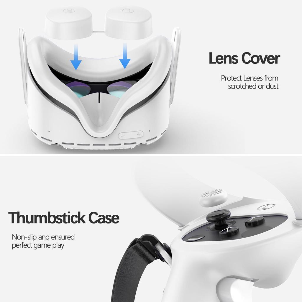Five-Piece Silicone Protective Case Set for Meta/Oculus Quest 2: VR Controller and Main Unit Covers