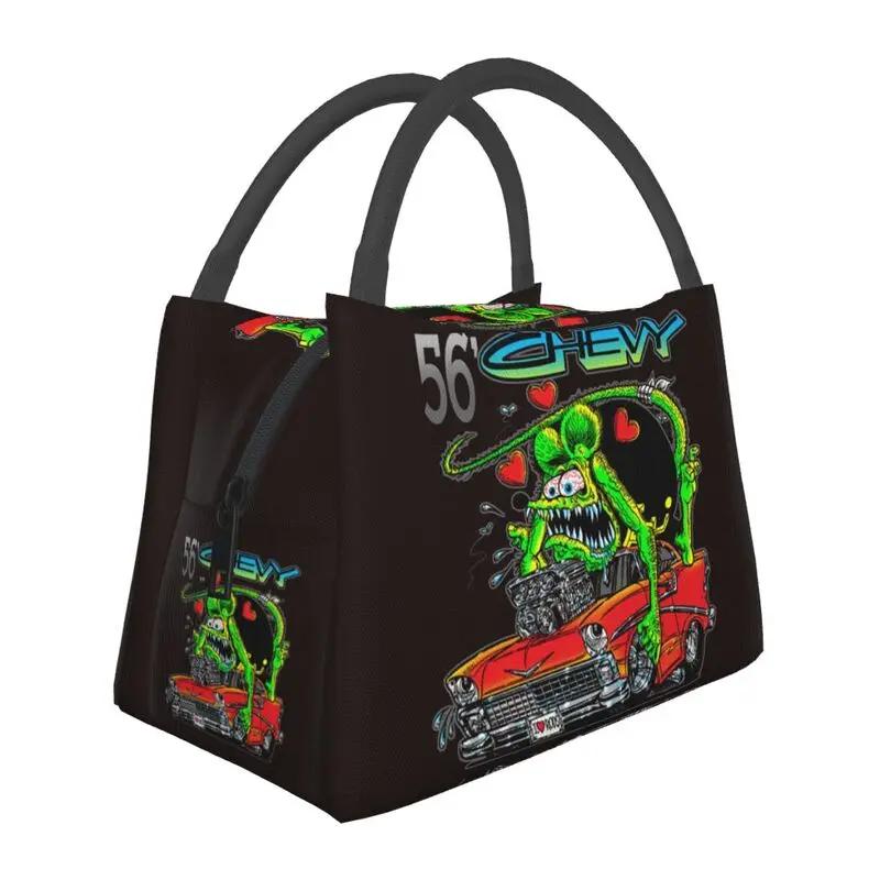 Rat Fink Animace Anime Kreslený Izolované Obědové Tašky pro Ženy Nepropustná Termo Chladicí Obědová Krabička Kancelář Piknik Cestování