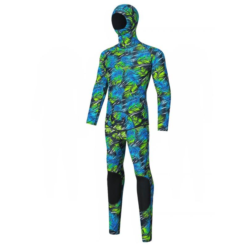 Muta separata in neoprene da 3 mm Uomo Donna Mimetica con cappuccio Apnea Surf Pesca subacquea Immersioni profonde Salvataggio Calda