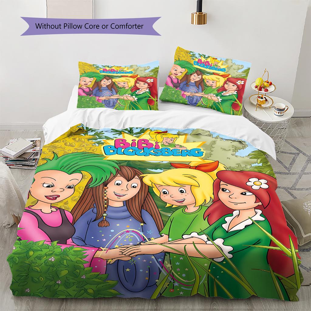Bibi and Tina Pattern Bedding,Quilt Set Quilt Cover Pillowcase Home Birthday Gift (1 * Duvet Cover + 2 * Pillowcase, Without Core)