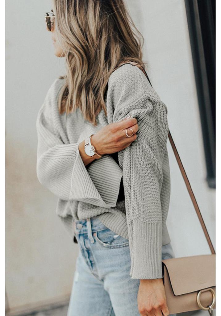 Women's 2025 Autumn Solid Color Pullover Round Neck Long Sleeve Sweater - Versatile European American Fashion