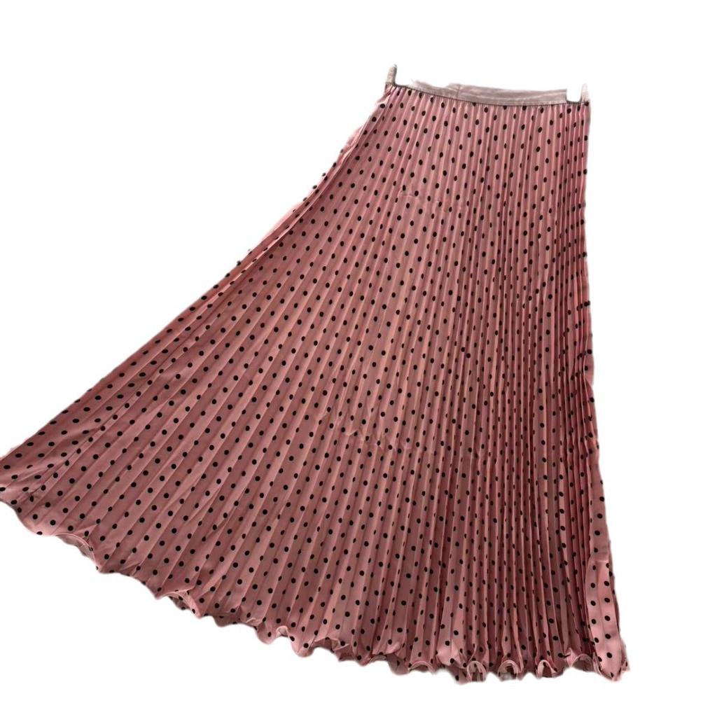 Summer 2025 New Chiffon High Waist and Thin Pleated Polka Dot Medium and Long Skirt Femininity Fashion A-shaped Skirt