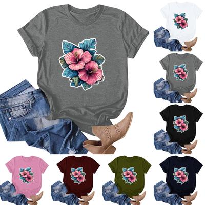 Women's Fashion Casual Hawaiian Print Short Sleeve T-Shirt Top Short Sleeve T-Shirt Top