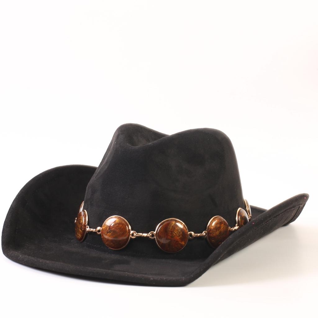 Popular European and American retro suede western denim hat men's and women's fashion classic western denim