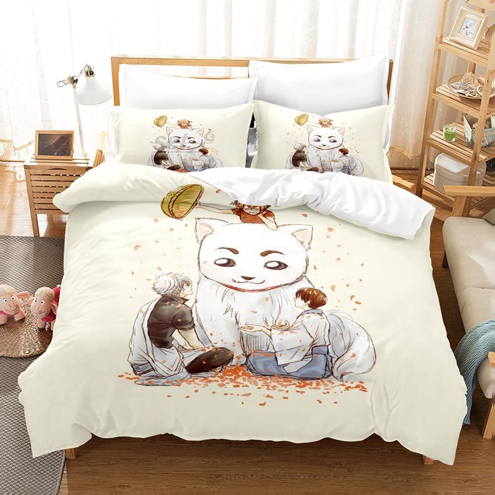 Fashion 3D Anime Bed Sheet Set Gintama Bedding Set Single Twin Full Queen King Size Bed Set Adult Kid Bedroom Duvet Cover Sets
