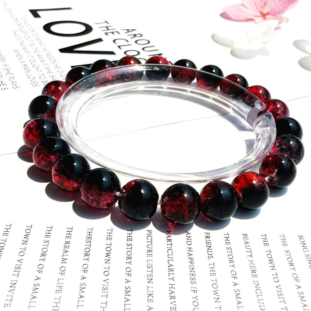 8mm Crackle Glass Beads Two-Color Wrap Bracelet for Students