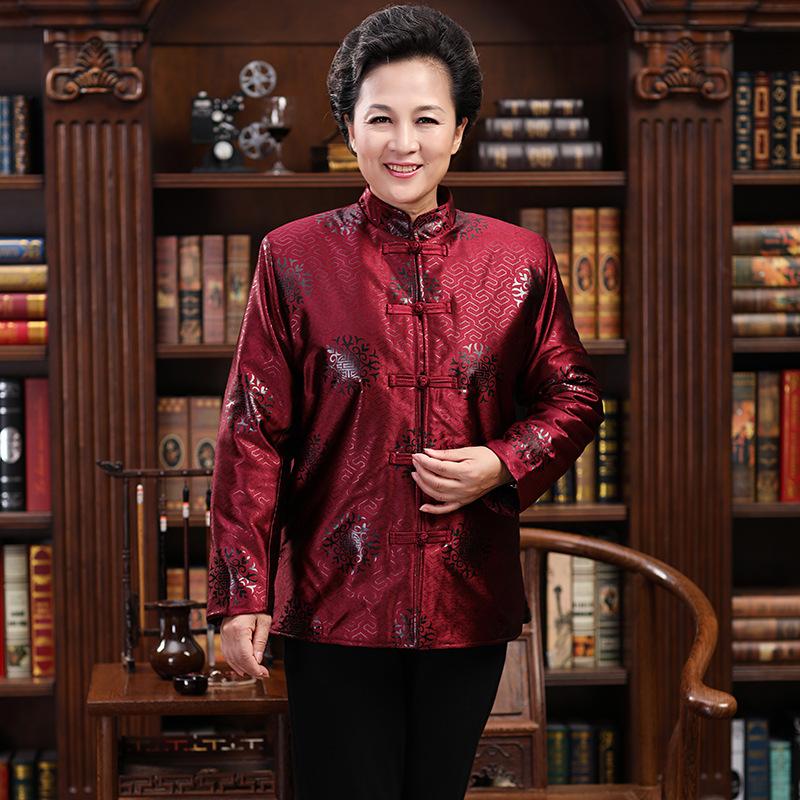 Men and Women Couples Spring and Autumn Comfortable Dresses, Chinese Style Retro Middle-aged and Elderly Long-sleeved Shirts