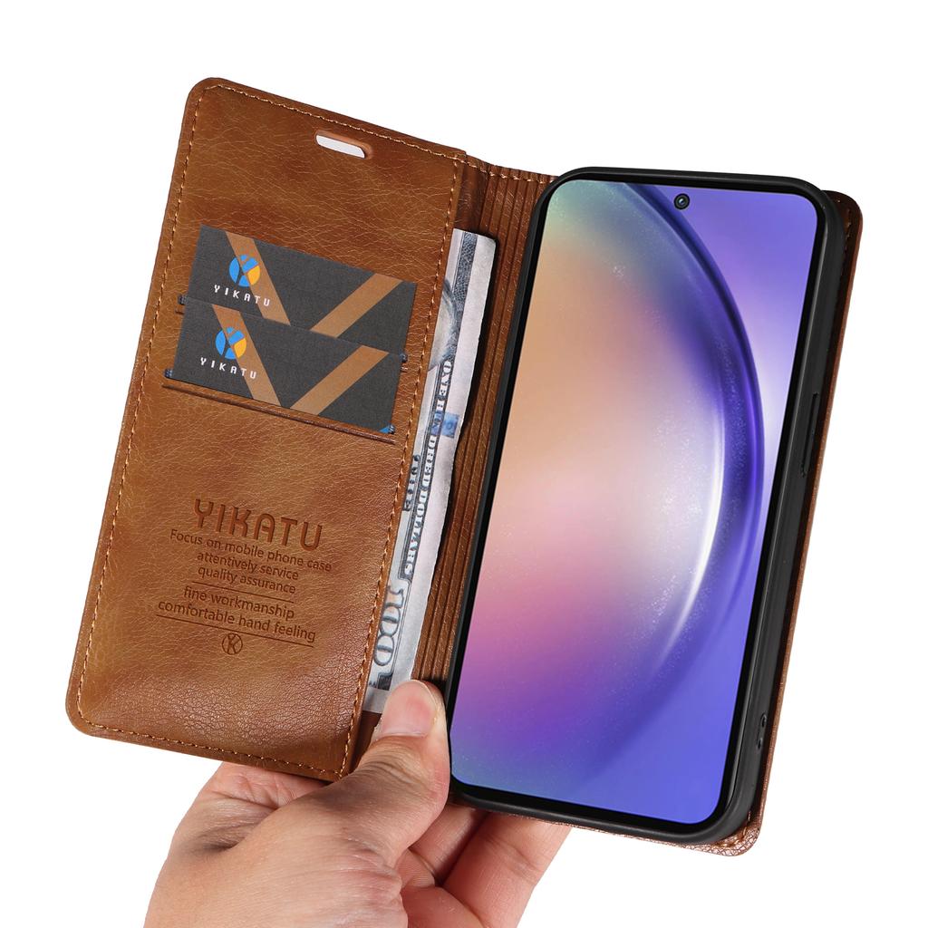 YIKATU YK-006 Husă pentru Samsung Galaxy A55 5G cu Închidere Magnetică, Piele PU+TPU, Portofel, Stand