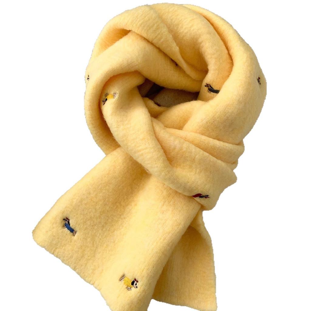 Koreanische Atmosphäre Dackelhund gestickter Strickschal Damen Herbst und Winter Studenten warmer Nackenschutz Kälte vielseitiger Schal