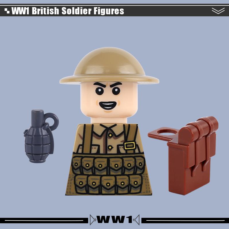 WW1 Military Series Vehicles Building Blocks Artillery Howitzer Soldier Figures Accessories British Italian Field Gun Bricks Toy