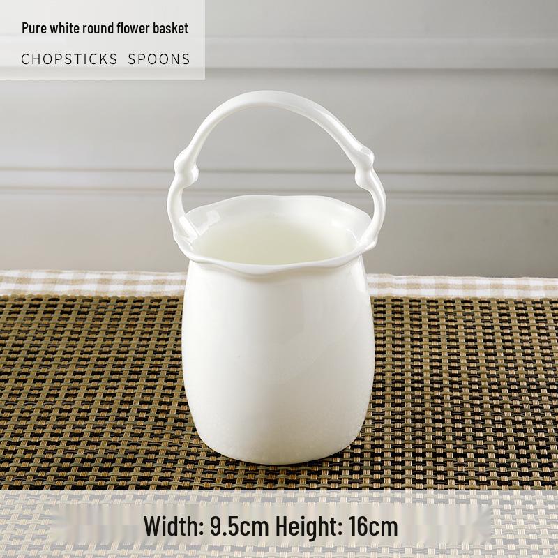 Bone China Swan Cutlery Holder & Flower Basket