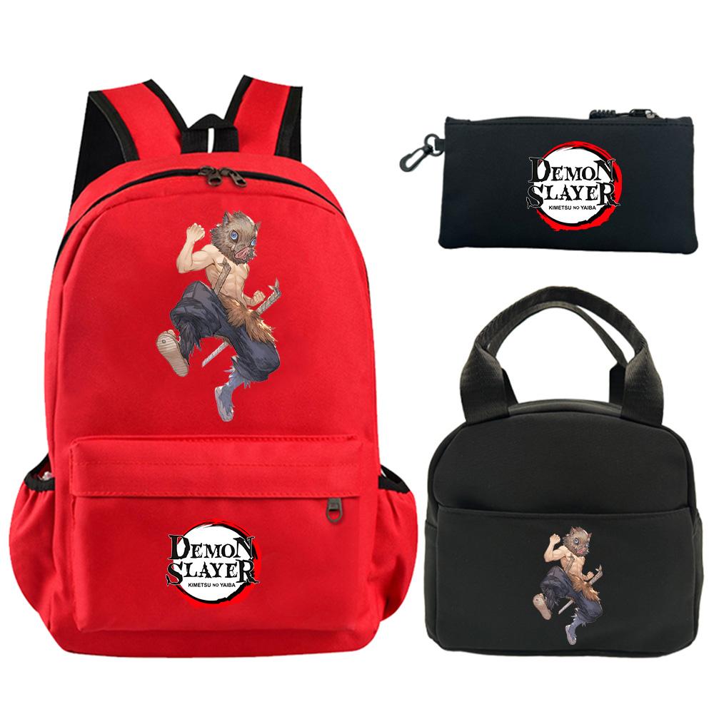 3Pcs/set Anime Demon Slayer Printed Backpack with Shoulder Bag Pencil Case for Teenager Student Boy Girl Large Capacity Waterproof Schoolbag Mochila
