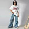 Simplicity Letter Printed Cotton T Shirt Women Summer White Loose Short Sleeve Round Neck Tops Casual Basic Lady Clothes