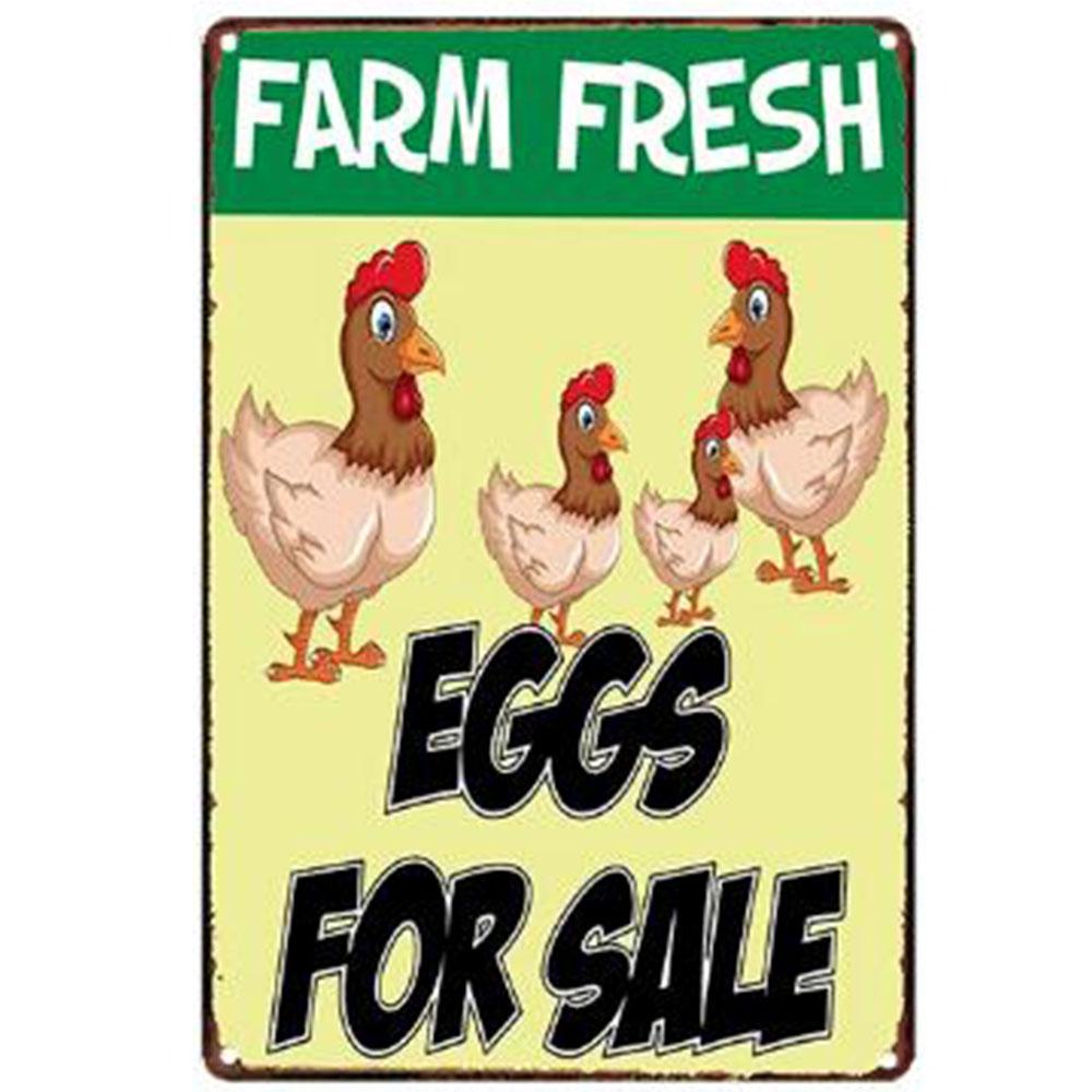 Farm Fresh Eggs Metal Tinplate Sign Poster Chicken Egg Shabby Chic Tin Signs Metal Plate 20x30cm