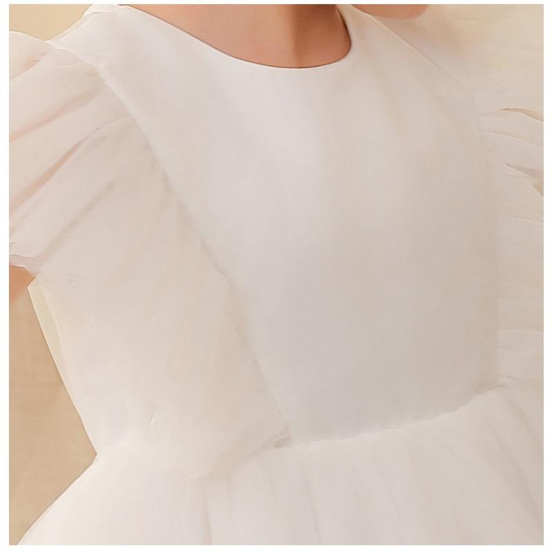 Little Girls Princess Tulle Flying Sleeve Flower Girl Party Performance Dress Gown