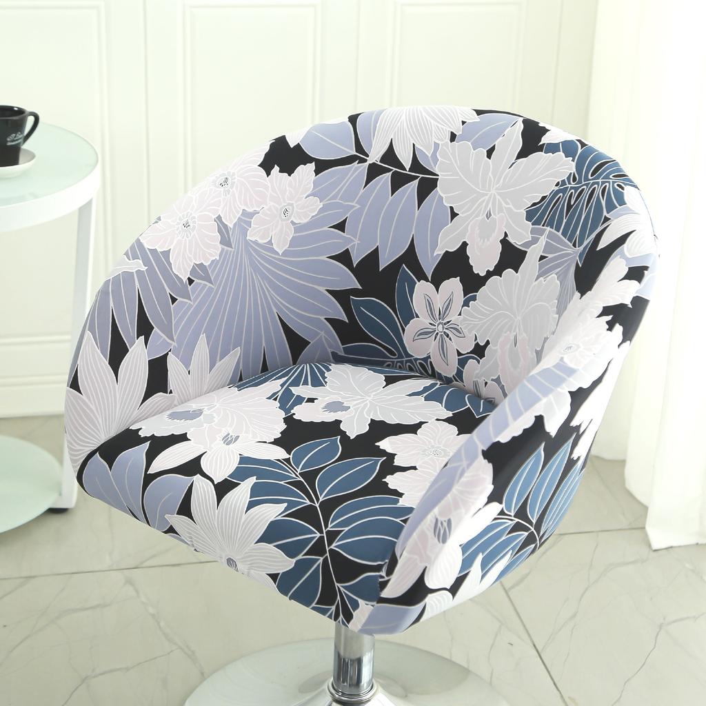Dustproof Curved Chair Cover Short Back Printed Arc Armchair Slipcovers Dining Chairs Covers Elastic Natal Pokrowiec Na Krzeslo