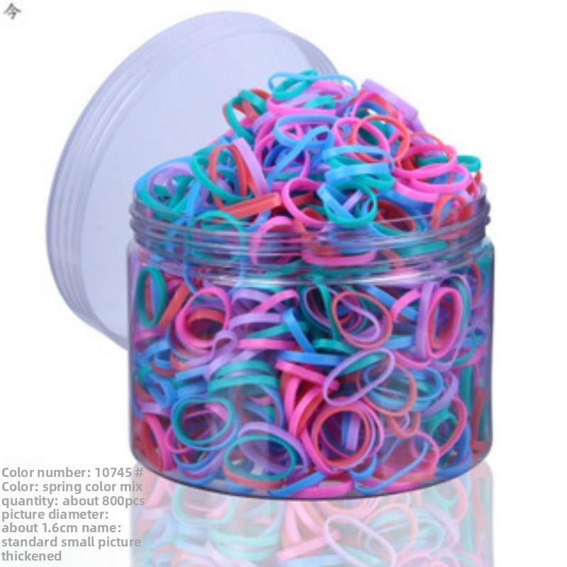 Hochelastisches Eimer-Gummiband Kleine Schlaufe Einweg-Gummiband Kinder Kleines Mädchen Haargummi Schwarz und Bunt Haarband