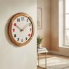 Wooden Wall Clock WoodGrain Raised Numerals Timepiece